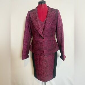 Yoana Baraschi Jacket Dress Woman's Size 6 Pink & Black 2-Piece Jacket & Dress